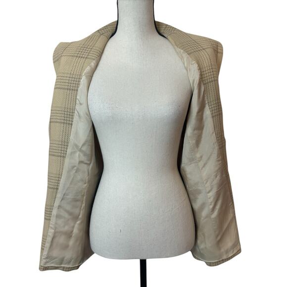 Emanuel Ungaro Wool Blazer Women's Size 2/36 3 Button Plaid Print Shoulder Pads - Picture 3 of 6